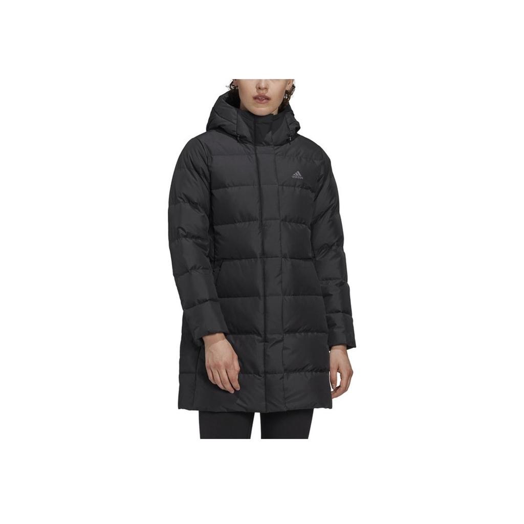 Adidas Womens Mid Down Coat Outdoor Windproof Hooded Long Sleeve Jacket Women Coats Black GE9991