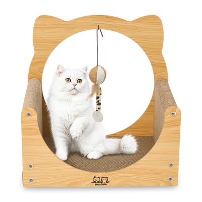 SHIROHA Cat Scratcher Bed, Cardboard, Can Also Be Used As a Cat House, Hideaway Design, Includes Toys and Catnip, Popular Wood Color