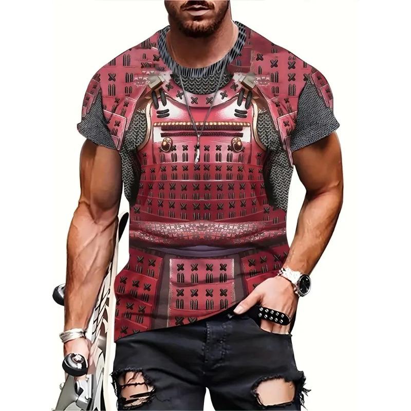 Men's 3D Printed Medieval Armor T-Shirt Casual Round Neck Short Sleeve Vintage Tshirt For Men All Over Print Men's Tee Shirts