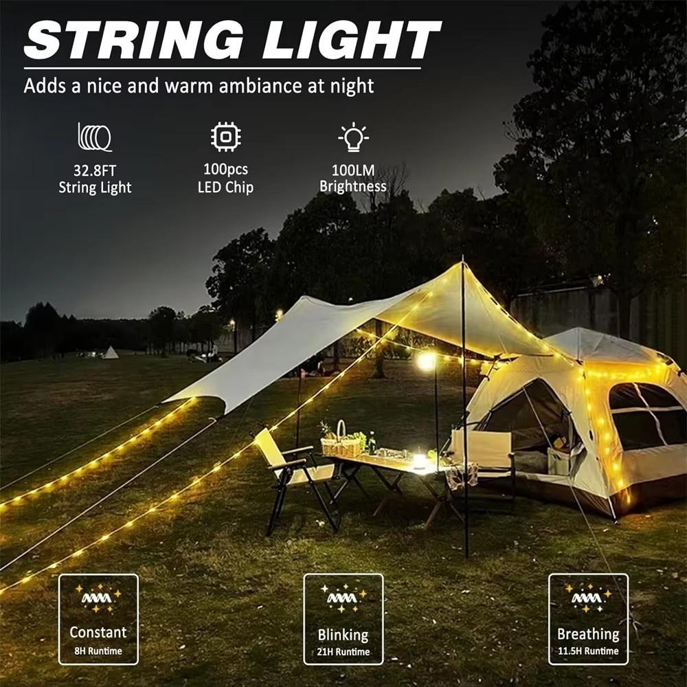 Waterproof Camping String Light Retractable Fairy Lights Christmas Light String  Festival Decor