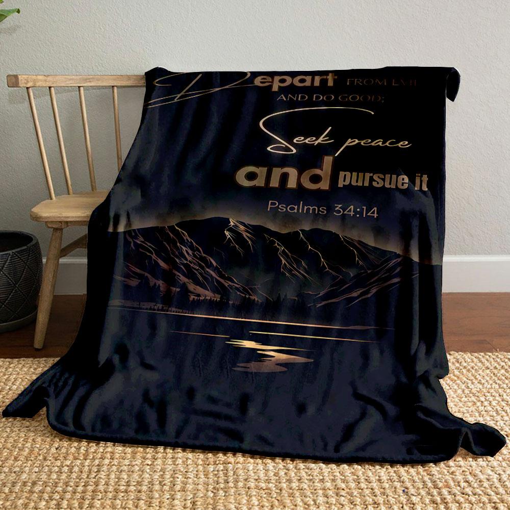 

Depart from Evil Bible Verse Mountain Lake Print Printed Blanket for Living Room Bed Couch lunch break Soft Cozy Blanket for Friend s festival Gift 80cm x 120cm