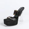 MCLUBGIRL  Summer Wear Crystal Cool Slippers Thick-soled Waterproof Table Transparent Word With High-heeled Sandals LFD-3640-5