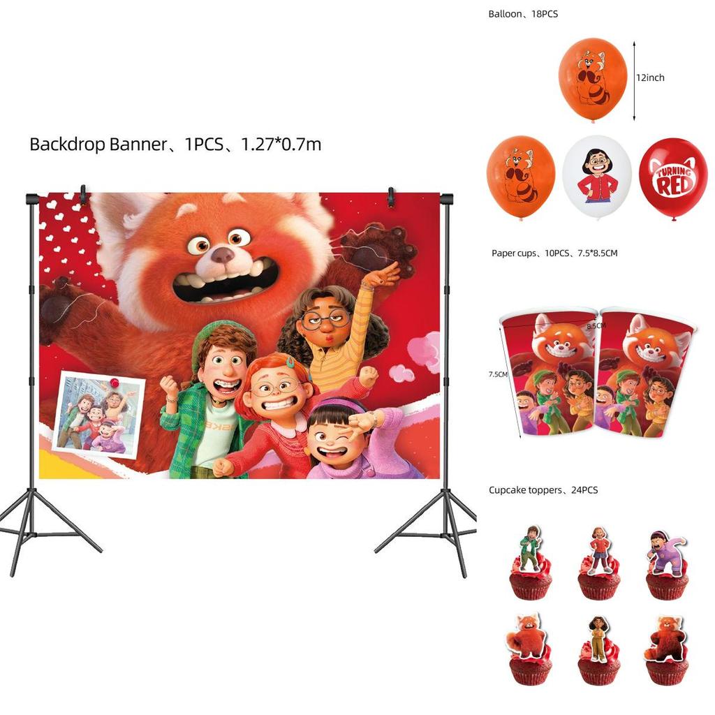 Turning Red Birthday Party Set With Adorable Cartoon Decorations And Surprises