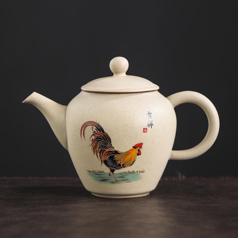 200ml Chinese Antique Pottery Ceramic Teapots Hand Painted Cock Tea Pot Household Kettle Travel Portable Tea Set Accessories