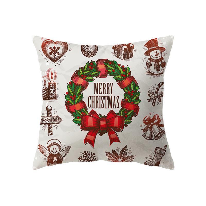 Merry Christmas Santa Claus Print Pattern Cushion Cover Home Living Room Sofa Decoration Square Pillow Pillow Cover