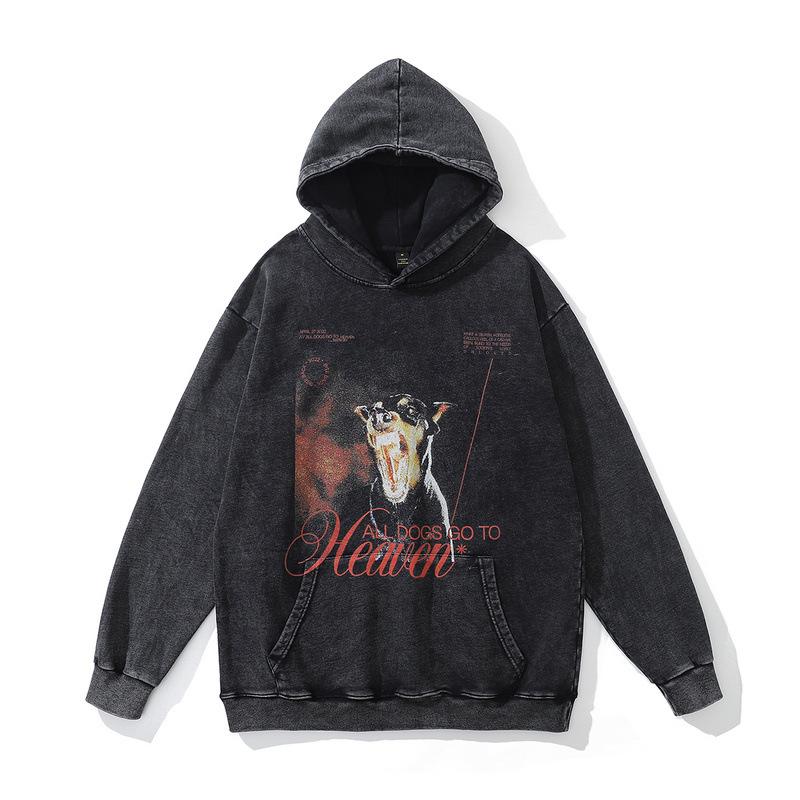European And American High Street Digital Direct Print Hooded Sweatshirt Washed Vintage Heavy Loose Hoodie Men