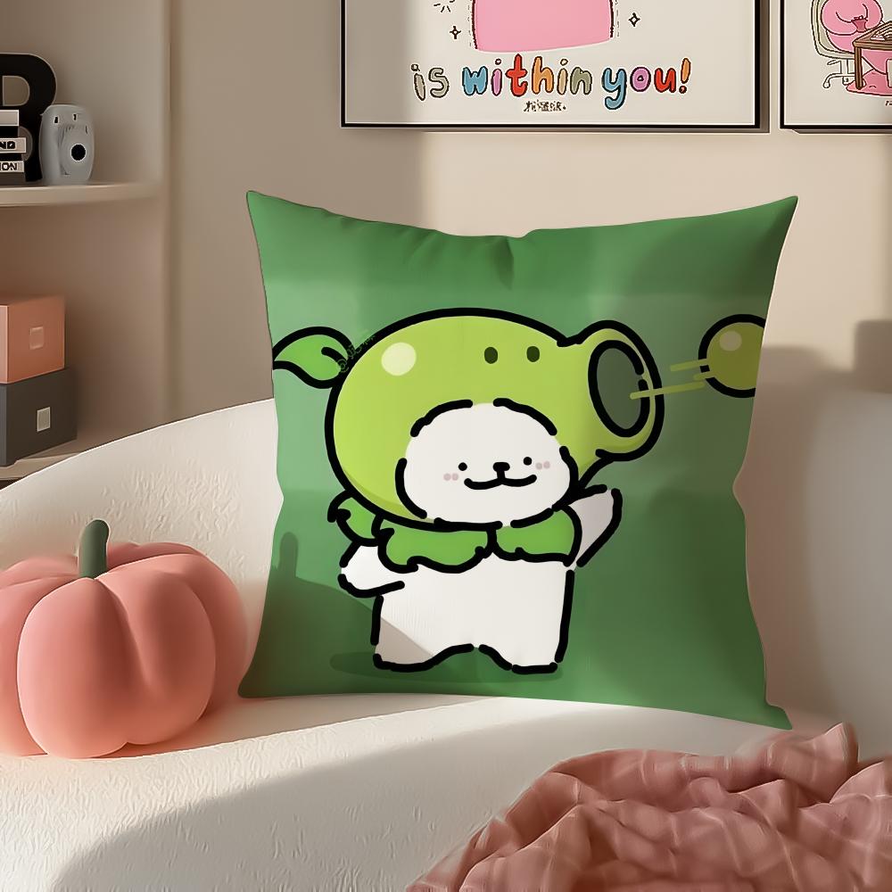Cute Tiny Korean Character MMaltese Cushion Cover Pillowcase Short Plush Invisible Zipper Room Sofa Cushion Cover