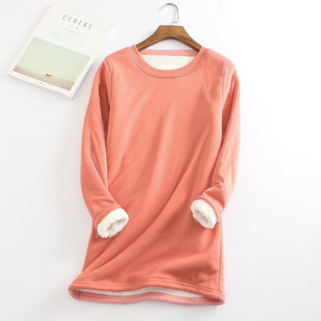 Women Thick Fleece Sweatshirt Winter Velvet Warm  Underwear Top