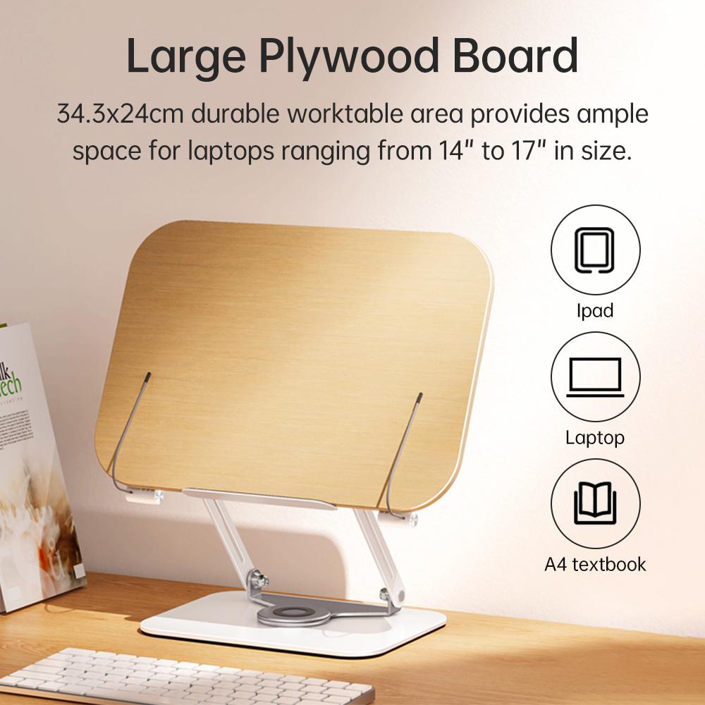 Book Stand, 360 Rotating Double Rod Book Stand Carbon Steel Double Rod Stand Book Stand Design for 17 Inch Laptop