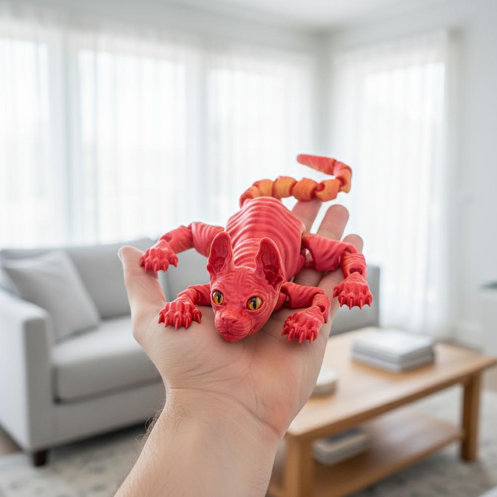 3D Printed Sphynx Cat Animals Toy Hairless Cat Figurine Cute Cat Fidget Toy For Cat Lover Funny Toy Collector Home Decoration