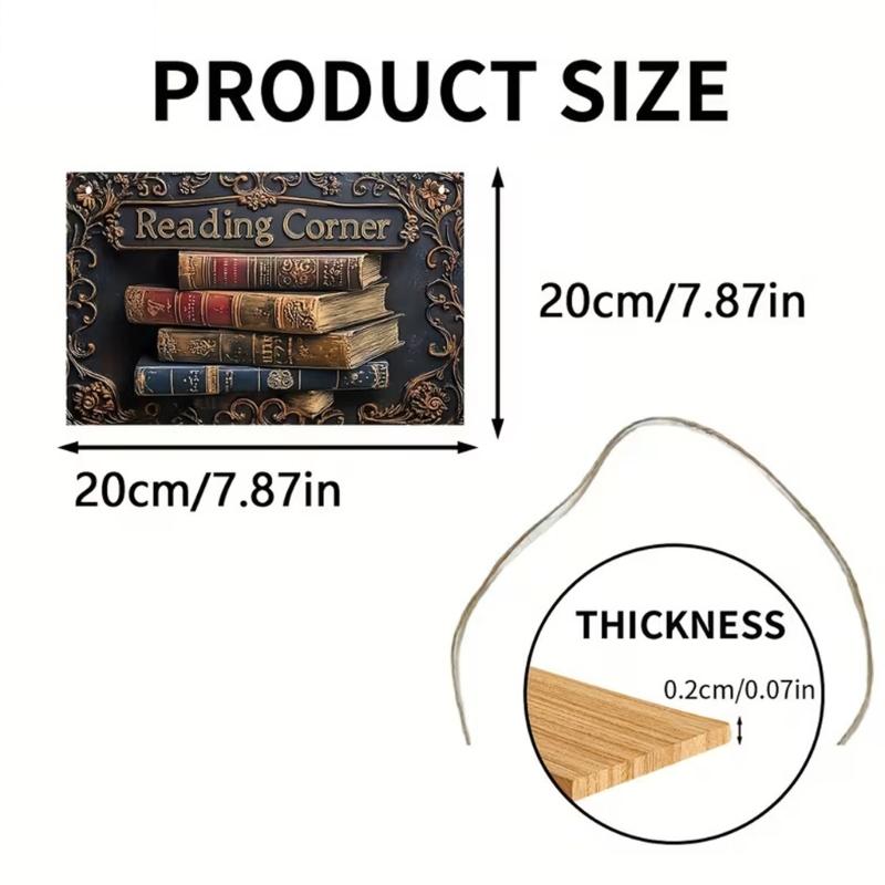 Wood Reading Corner Decoration Sign for Wall Mounting In Libraries Cafes To Reading Ambiances Simple Setups