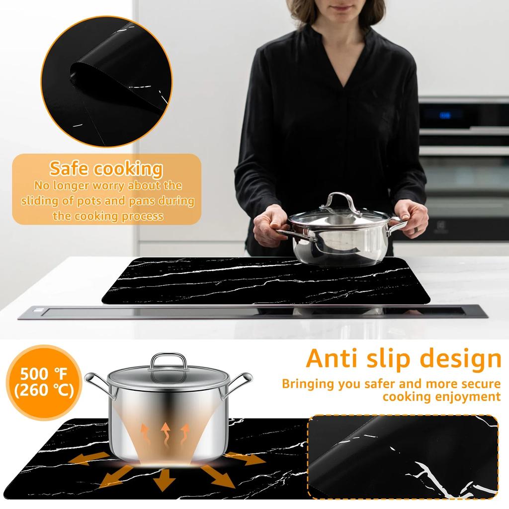 Non-Slip Induction Cooktop Mat Silicone Induction Cooker Covers Heat-resistant  Induction Cooktop Protector Mat 30.8x20.5Inch