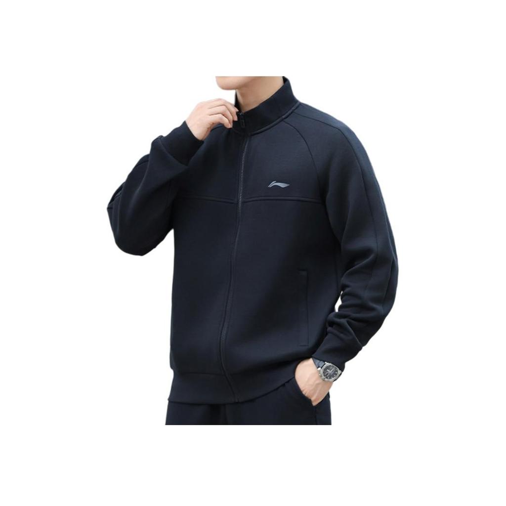 Fodera Serie Lifestyle Sport Tinta Unita Zip Casual Traspirante Collo Alto Giacca Uomo giacche Nero AWDU905-1