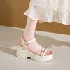 Platform sandals women's outer wear summer new rhinestone platform versatile with skirt beach shoes