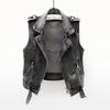 Female Spring/Fall Sleeveles Short-Length Distressed Denims Special Blazer-Collar Biker Jacket