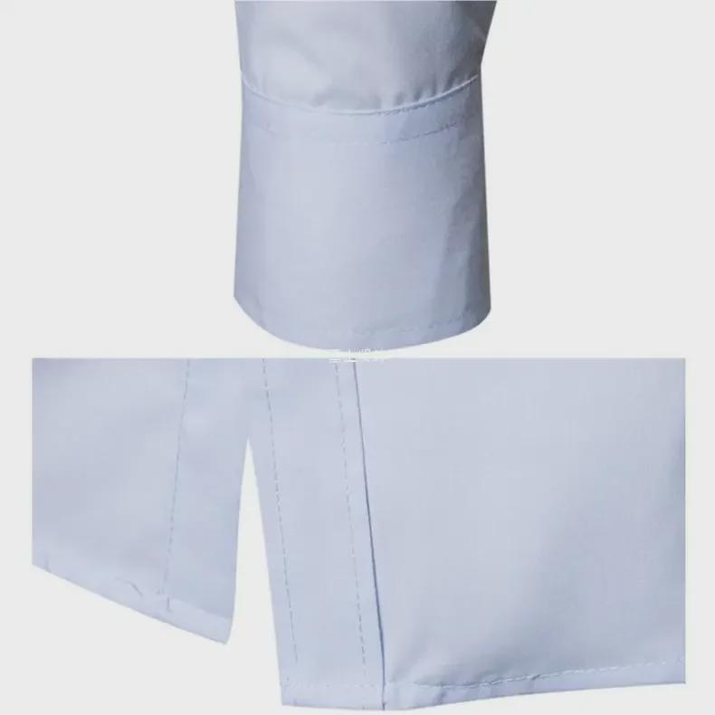 Men's Autumn Fashion Double Collar Solid Color Slim Fit Long Sleeve Shirt