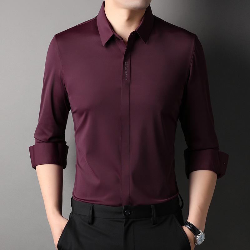 Autumn New Men's Dark Placket Long-sleeved Shirt