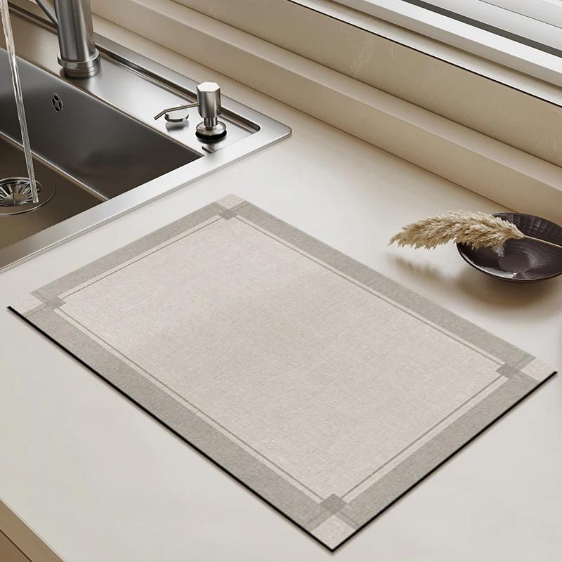 Coffee Dish Drain Pad VelveteenRubber Absorbent Dish Drying Mat Kitchen Bar Drain Pad Quick Dry Placemat Kitchen Accessories
