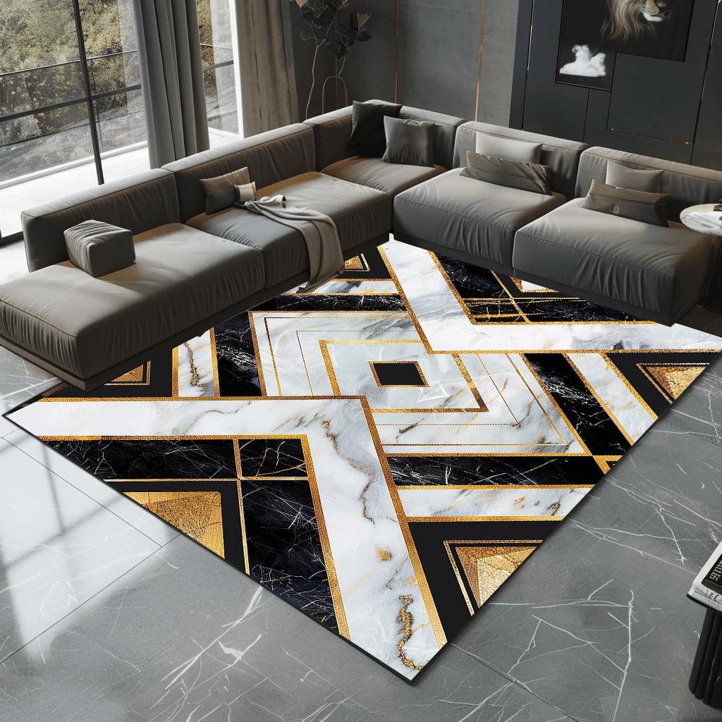 

Геометрический Линейный Дизайн Ковер Нескользящий Черно-Серый Ковер для Гостиной Спальни Прикроватной Зоны Большой Напольный Коврик Декор Дома 80x120cm