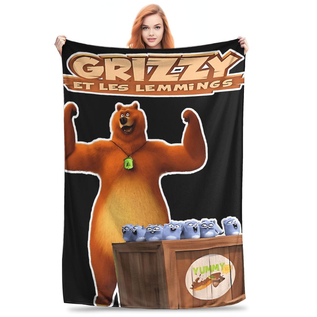 Coperta da Viaggio di Sopravvivenza Grizzly e Lemming Qualità Morbida Coperta Plaid Inverno Ragazze Ragazzi Soggiorno Moda Copriletto