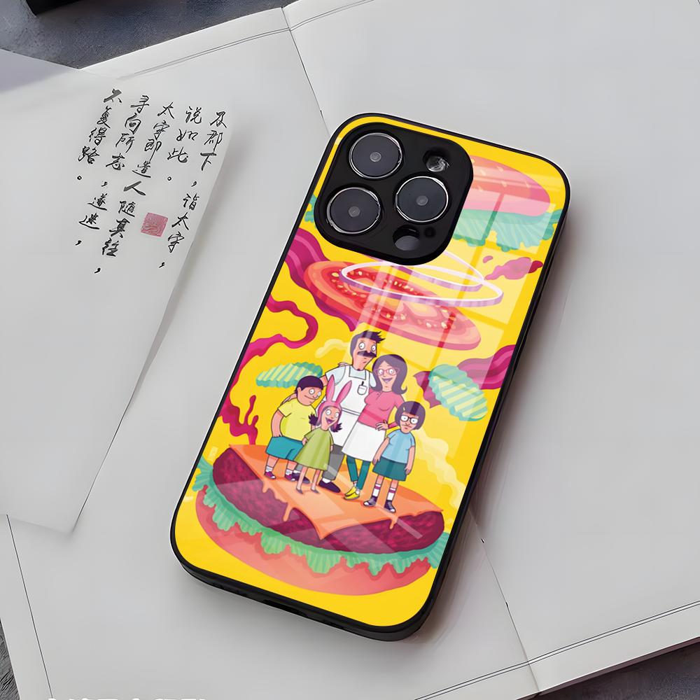 B-Bobs B-Burgers Phone Case For IPhone 17 Air 16 E Pro Max 15 14 13 Mini 12 Pro 11 Max Plus Black Glass Cover