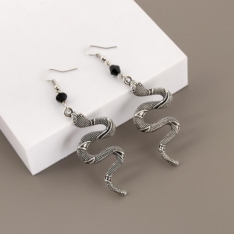 Snake Pendant Retro Exaggerated Ear Hook Earrings - Cool Alloy Jewelry