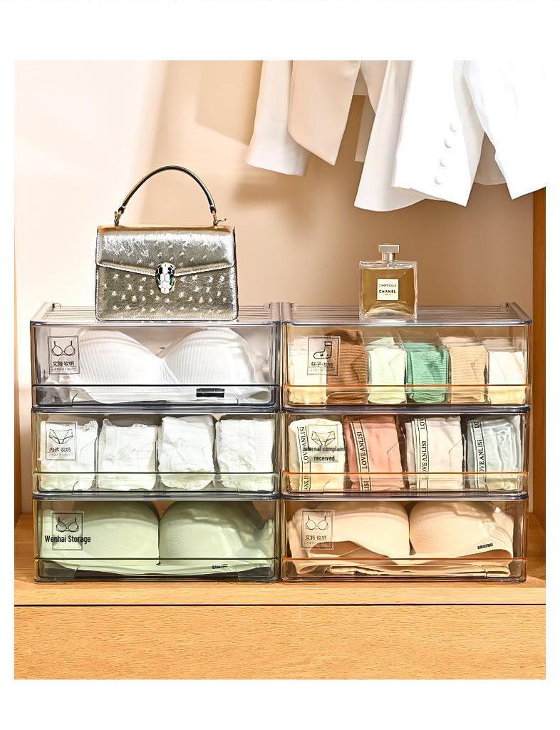 Stackable Multi-Layer Underwear and Medicine Organizer Box - Transparent, Multi-Purpose Storage.
