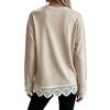 Damen Freizeit-Sweatshirt mit muschelförmigem Wellensaum und Spitzenkragen