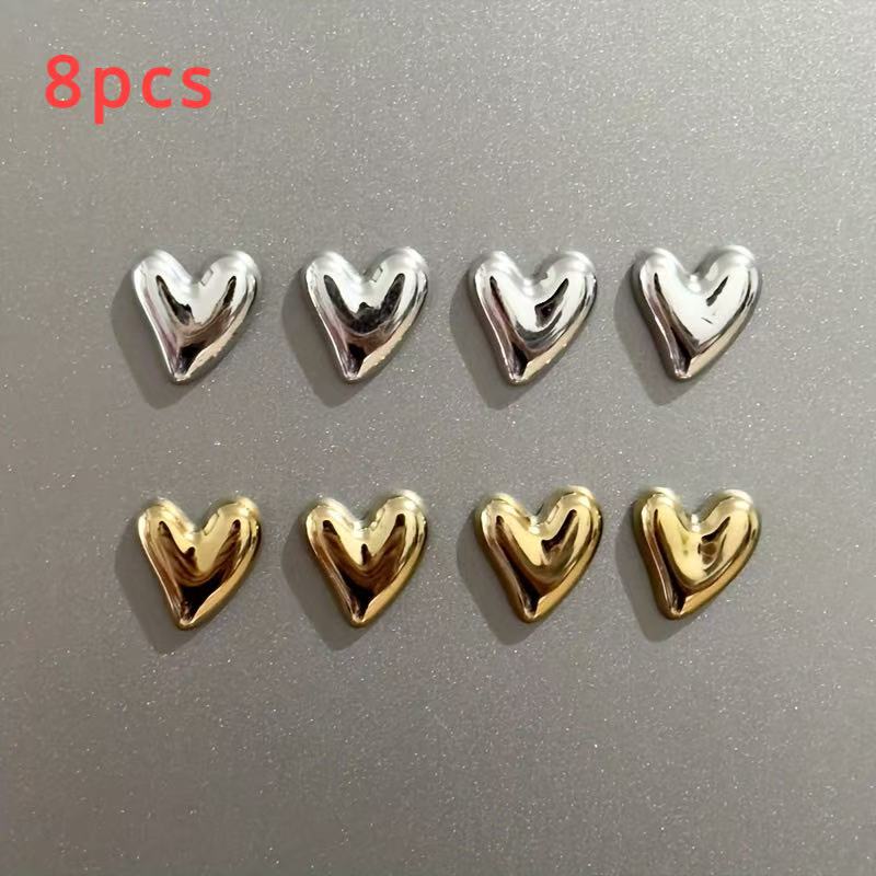 8pcs Electroplated Heart-shaped Refrigerator Magnets, with Photo and Message Attachments, for Home Decoration