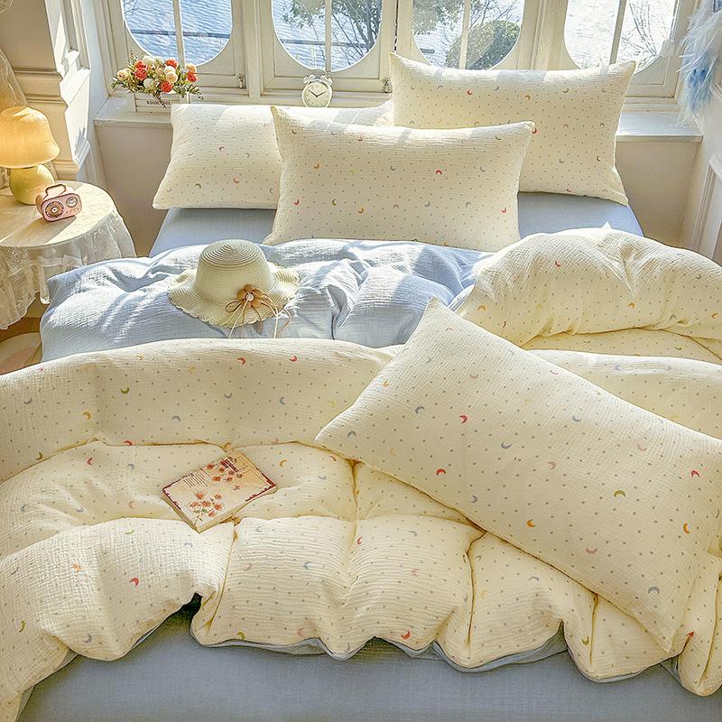 

Набор из 4 предметов из двухслойной пряжи, Набор из 4 предметов из жатой пряжи, Хлопковый домашний текстиль, Набор стеганого одеяла 1.8m bed sheet 4pc