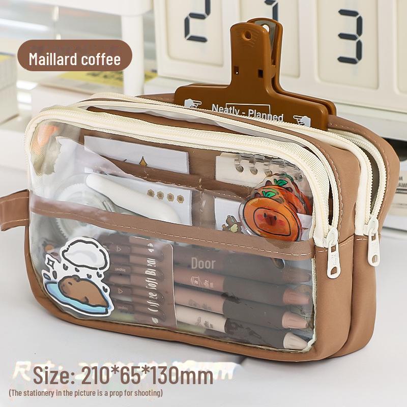 Large Capacity Transparent Pencil Case for Girls In Japanese Style – Stylish and Simple for Primary and Middle School Students