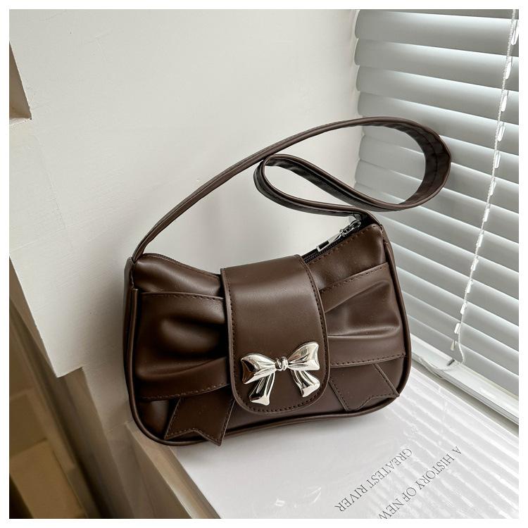 Trendy Bow Shoulder Bag for Women, Handbag, Casual Underarm Bag, Daily Commuting Bags, PU Leather, Banquet Bag, Business