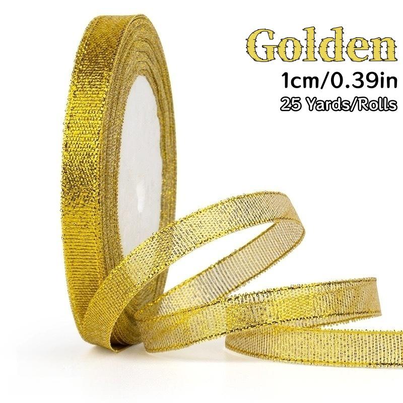 

25Yards/Roll Glossy Glitter Ribbon Gift Packaging Satin Roll for Handicraft Bouquets Balloons Bows Decor Strips Wrapping Supplie 1 Pack