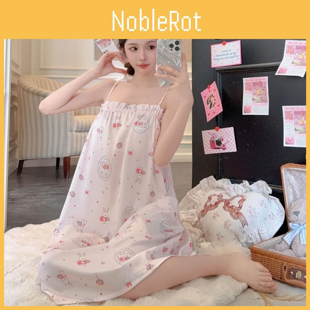 Summer Girl Pajamas Ice Silk Sleeveless Nightgown For Young Women And Teens