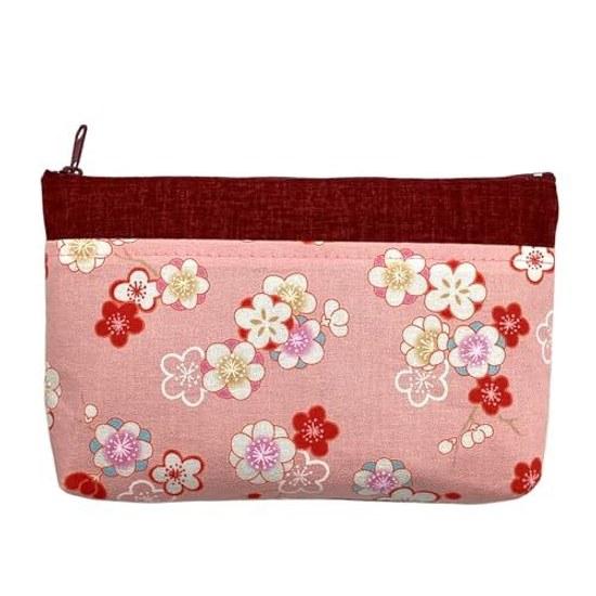 Kyouyuu Made Japan Cotton Pouch Women Cosmetic Small Item Holder Approximately 12193cm Pocket Portable Japanese Pattern Classic Fabric Plum White Pop