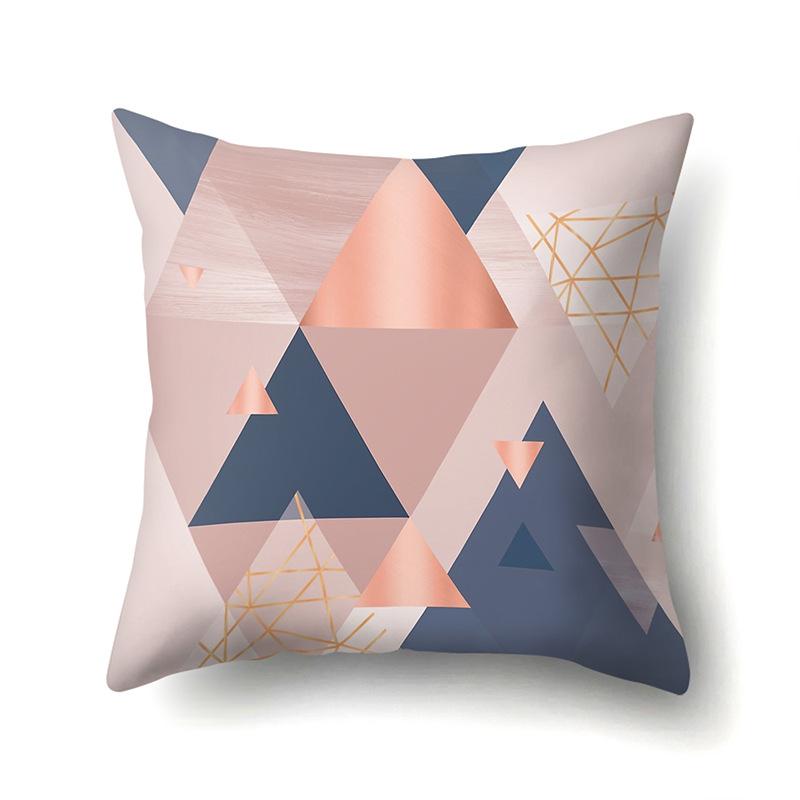 Polyester Pillowcase Marble Nordic Ins Style Geometric Printed Peach Leather Velvet Living Room Sofa Pillowcase