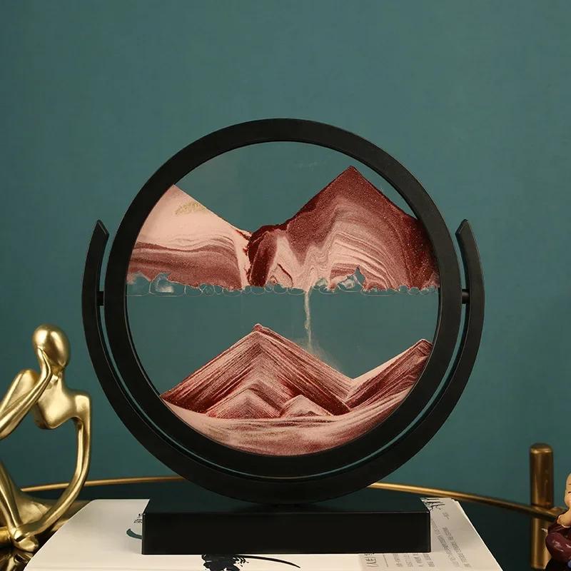 Rotatable 3D Sandscape Moving Sand Art Picture Round Glass Deep Sea Hourglass Quicksand Flowing Sand Painting Home Decor Gifts