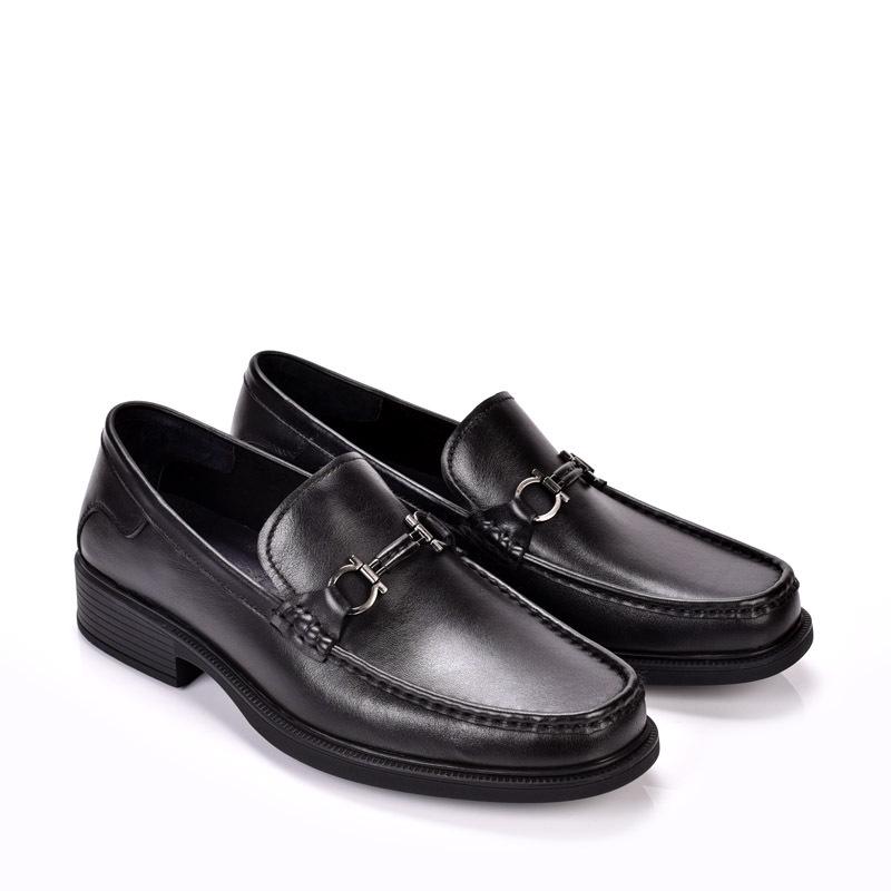 Men s Genuine Leather Spring-Autumn Business Loafers - Soft Sole Formal  Casual Cowhide Shoes 38 чёрный