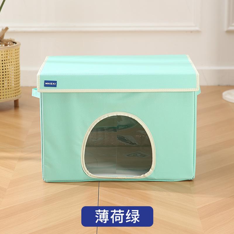Cat Air Conditioning House for Summer Cooling, Closed Cat Bed for Summer Sleeping, Homemade Pet Ice House, Foldable Ice House 50cm мятный зеленый