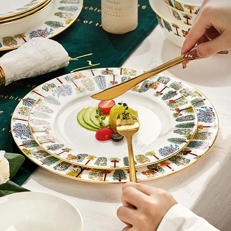 Light Luxury Unique Ceramic Plates High End Restaurants Steak Plate Afternoon Tea Desserts Coffee Cups Home Soup Plate Tableware