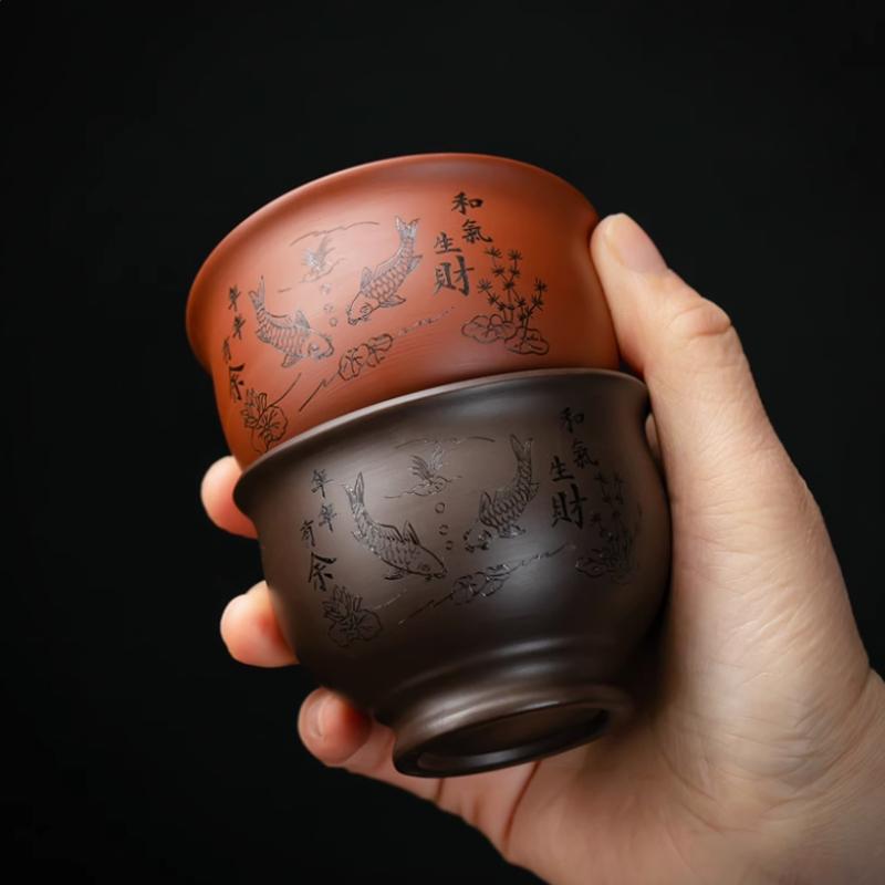 Chinese Yixing Purple Clay Teacup Coffee Cup Oolong Tea Handmade Boutique Tea Bowl Master Tea Cup Portable Personal Single Cup