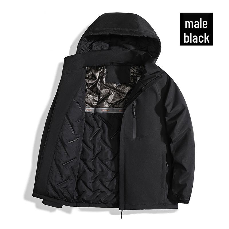 Men's Graphene Thermal Hooded Jacket - Winter Windproof, Thickened Workwear, Mountaineering Style, Trendy Couple Design