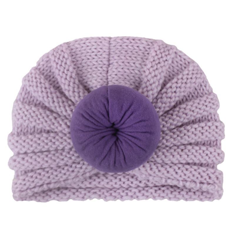 New new children's hats, baby solid color donut wool hats, Indian pullover hat dome