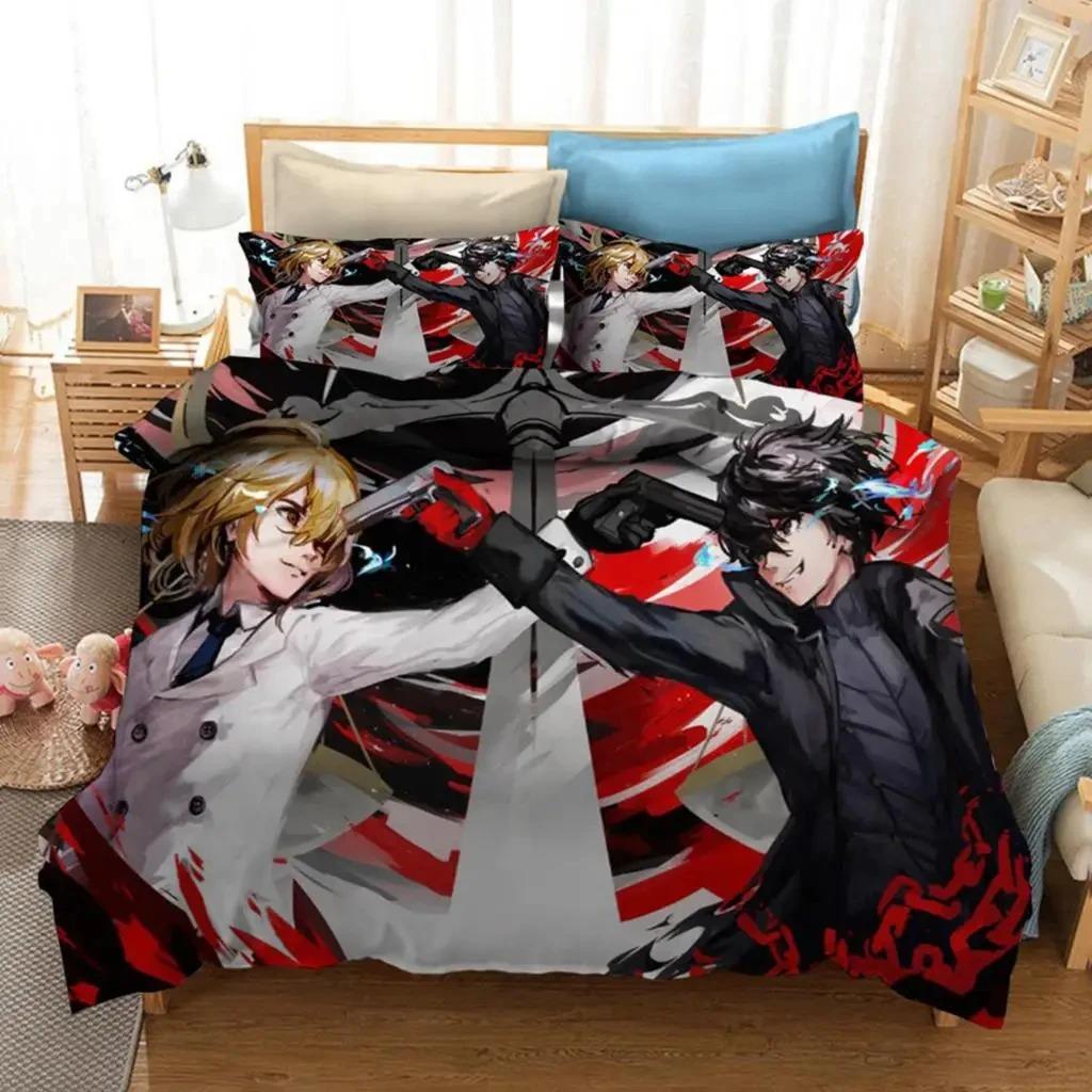 

Soft Stylish Twin Queen Anime Game Persona Strikers Boys Girls Size Bed Kids Adult Home Textileextile Quilt Comforter (quilt)-EU Single(135*200cm)3pcs