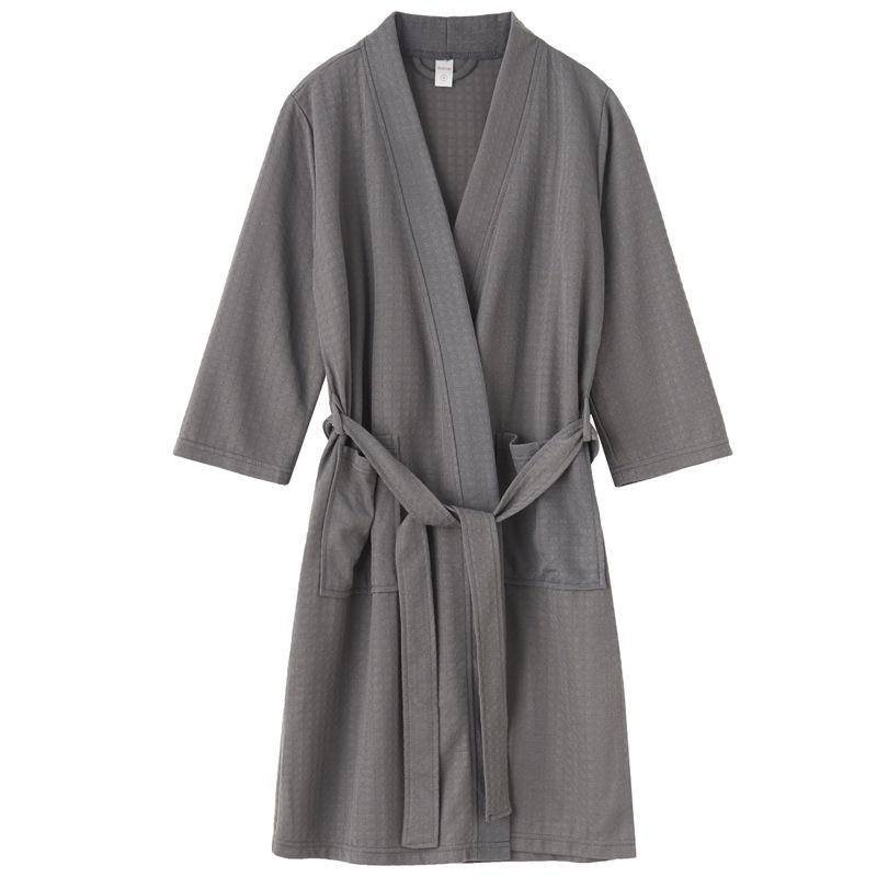 Korean Style Waffle Bathrobe: Lightweight, Breathable, Absorbent Women's Summer Pajamas for Sauna and Hot Spring.