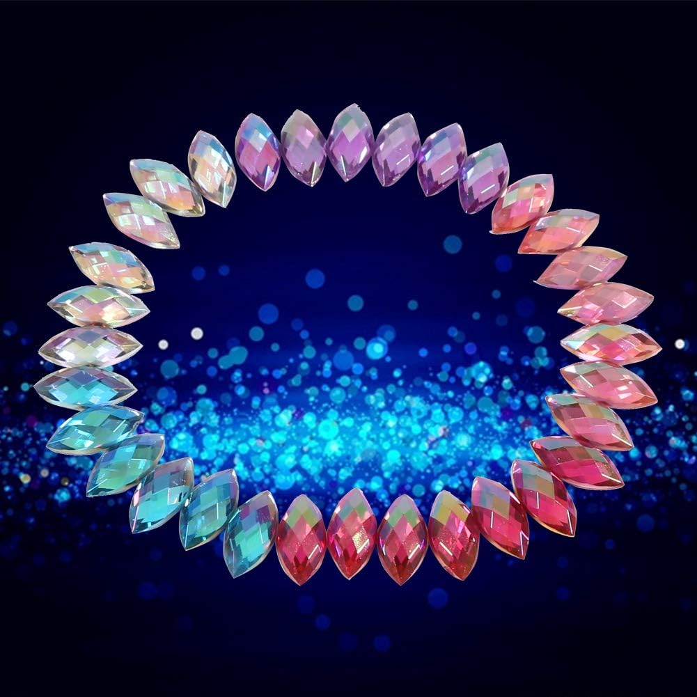 500 шт. Стразы AB Акриловые стразы 7x15 мм для Свадебного DIY Декора Вечеринки, Кристаллические стразы Формы Глаза Лошади, Плоская задняя сторона, Фантазийные камни для Инкрустации Ожерелья