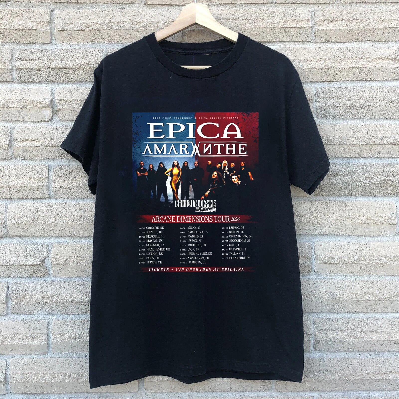 New Epica Band Dimensions 2026 Tour Black Concert Shirt CL704 S
