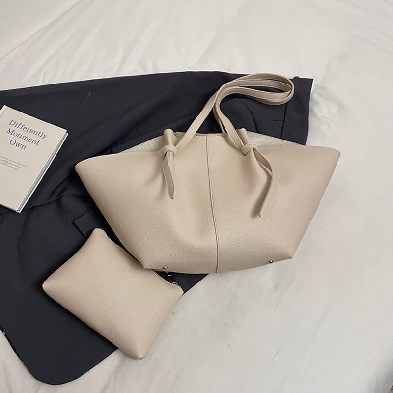 

Yogodlns Элегантная женская сумка-ведро большой вместимости через плечо, винтажная сумка-тоут из искусственной ПУ кожи однотонного цвета для повседневного использования 53x10.5x26cm белый