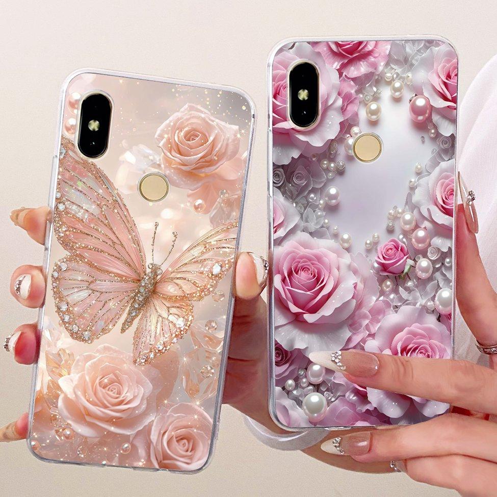 Cover For Redmi S2 Case Y2 Transparent Cute Cat Fashion Butterfly Funny Painted Casing For Redmi Y2 M1803E6G M1803E6H M1803E6I