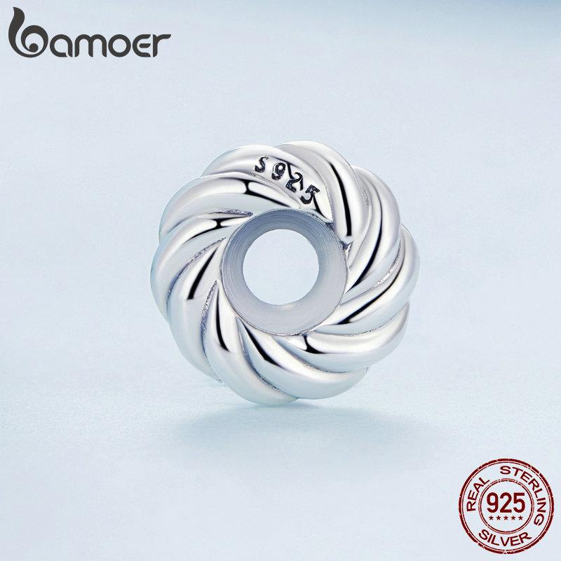 

BAMOER Стерлингового Серебра 925 пробы, переплетенные силиконовые бусины, аксессуар, подвески с узором для женщин, браслет и браслет 925 silver
